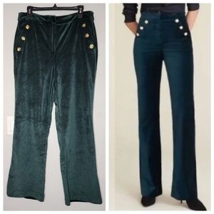 Maison d' Amelie Plush Velvet Green Straight Flare Stretch Pants Size 10 Holiday